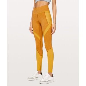 Lululemon Early Extension High-Rise Tight 28" Heathered Fools Gold w/ Pockets 4